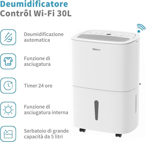 Deumidificatore 30L Al Giorno Purificatore Aria Filtro Carbone Attivo Timer 24 h - Foto 7 di 9
