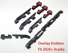 4PC Gloss Black Red Door Tailgate AT4 Acadia OVERLAY Emblem 2020-2023 Acadia