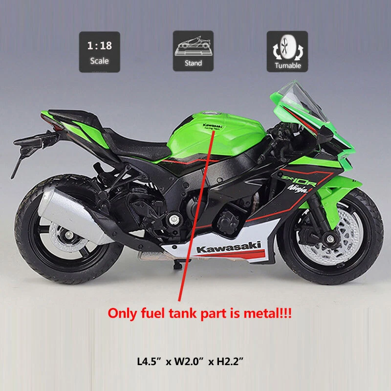 1:18 Kawasaki Ninja ZX-10R Motorcycle Model Diecast Motorbike Toy Vehicle Boys - Image 2 of 4