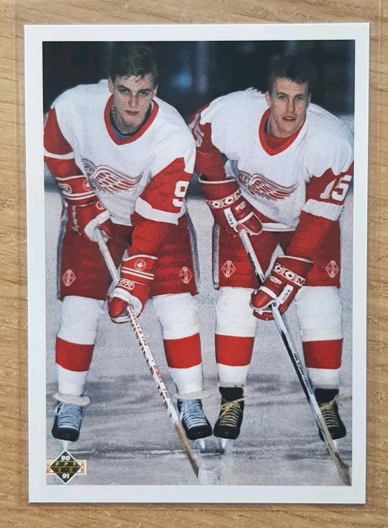 1990-91 UPPER DECK SERGEI FEDOROV JOHAN GARPENLOV YOUNG GUNS CL #521 RED WINGS