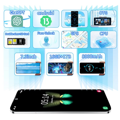 S30 Ultra 5G Smartphone 7.3-inch Android Phone Dual SIM Phone 16GB+1TB - Picture 5 of 14