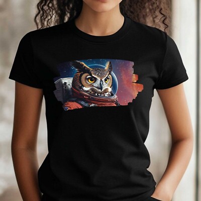 T-Shirt Frauen Eule als Astronaut Motiv Baumwolle Größe XS bis 3XL