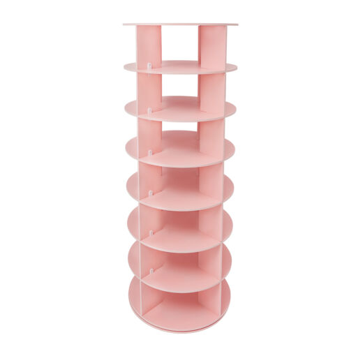 7-Tier Rotating Shoe Rack Tower 360° Pink Spinning Shoe Display Carousel Home - Picture 10 of 15