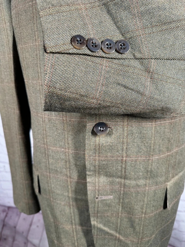 JOHN W NORDSTROM Mens Brown Window-Pane Check Sport Coat Blazer Jacket SIZE 40R - Image 3 of 4