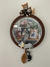 Jürgen Scholz 'Kitchen Capers' Sculptural Wall Clock with Cat Artwork
