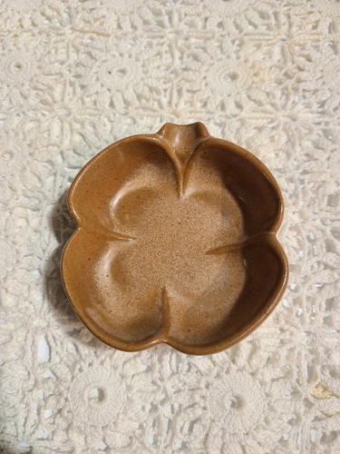 Vintage Frankoma Four Leaf Clover #513 Snack Candy  Dish Ash Tray Brown Lucky