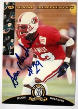 Sam Madison #37 Dolphins Score Board Rookie 1997 Autograph Card. rookie card picture