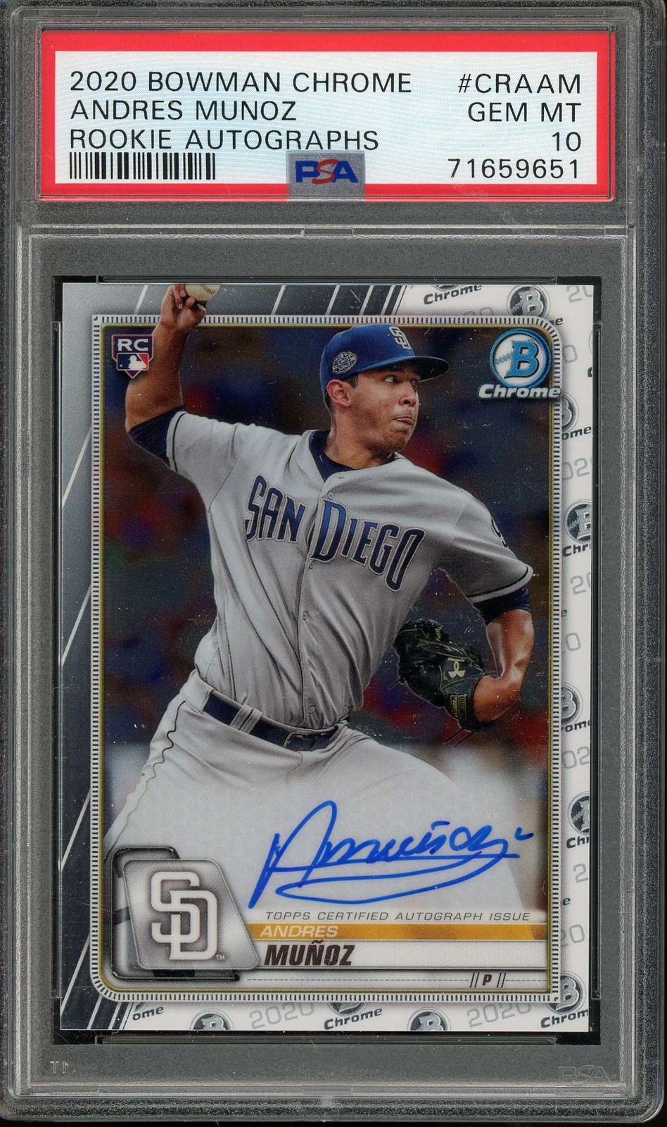 2020 Bowman Chrome #CRA-AM Andres Munoz Rookie Auto MARINERS PSA 10