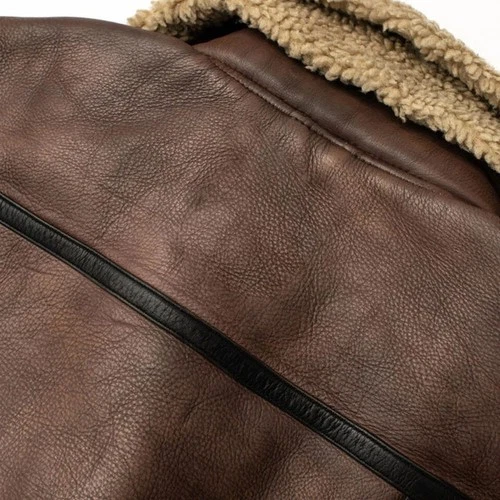 Men’s RAF B3 Brown Sheepskin Leather Aviator Jacket WW2 Irvin Flight Bomber Coat image 4