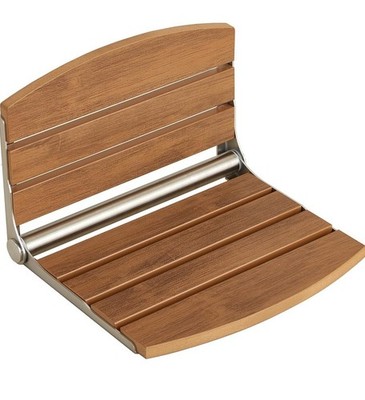 17.5'' Wall Mounted Folding Shower Seat, Teak, Waterproof, 400 lbs.