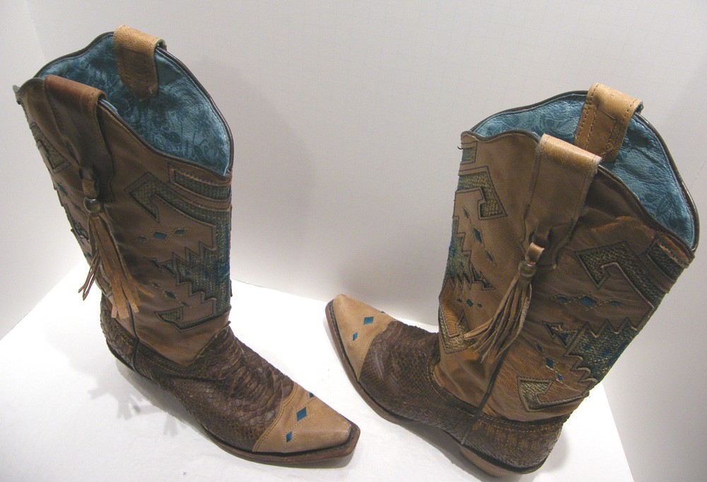Corral Vintage C2693 Python Aztec Indian Teal/Bro… - image 9