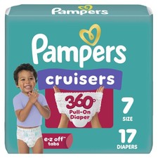 Pampers Diapers - Cruisers 360 - Size 7, 17 Count, Babyproof up White