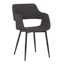 Ariana Mid-Century Fabric Dining Room Accent Chair, 18" Height, Charcoal