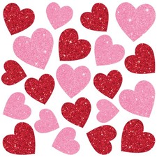 6 Sheets Glitter Hearts Window Clings Valentine's Day Decor Reusable Love Hearts