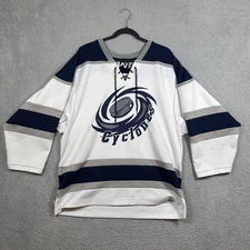 Cyclones Hockey Jersey Mens Medium White Blue 31 Lace Up K1 Sportswear USA