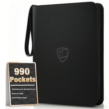 Trading Card Binder 990 Pockets, 9 Pocket Zipper Album with Removable Sleeves