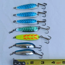 Lot of 7 Luhr Jensen Krocodile Spoon Fishing Lures 3/8oz & 1/2oz