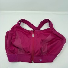 Women's Shefit 3 Luxe Sports Bra Pink No Padding Athletic Zip Front
