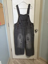 Easel Washed Denim Loose Fit Jumpsuit #EB41407 Size L Women's Overalls