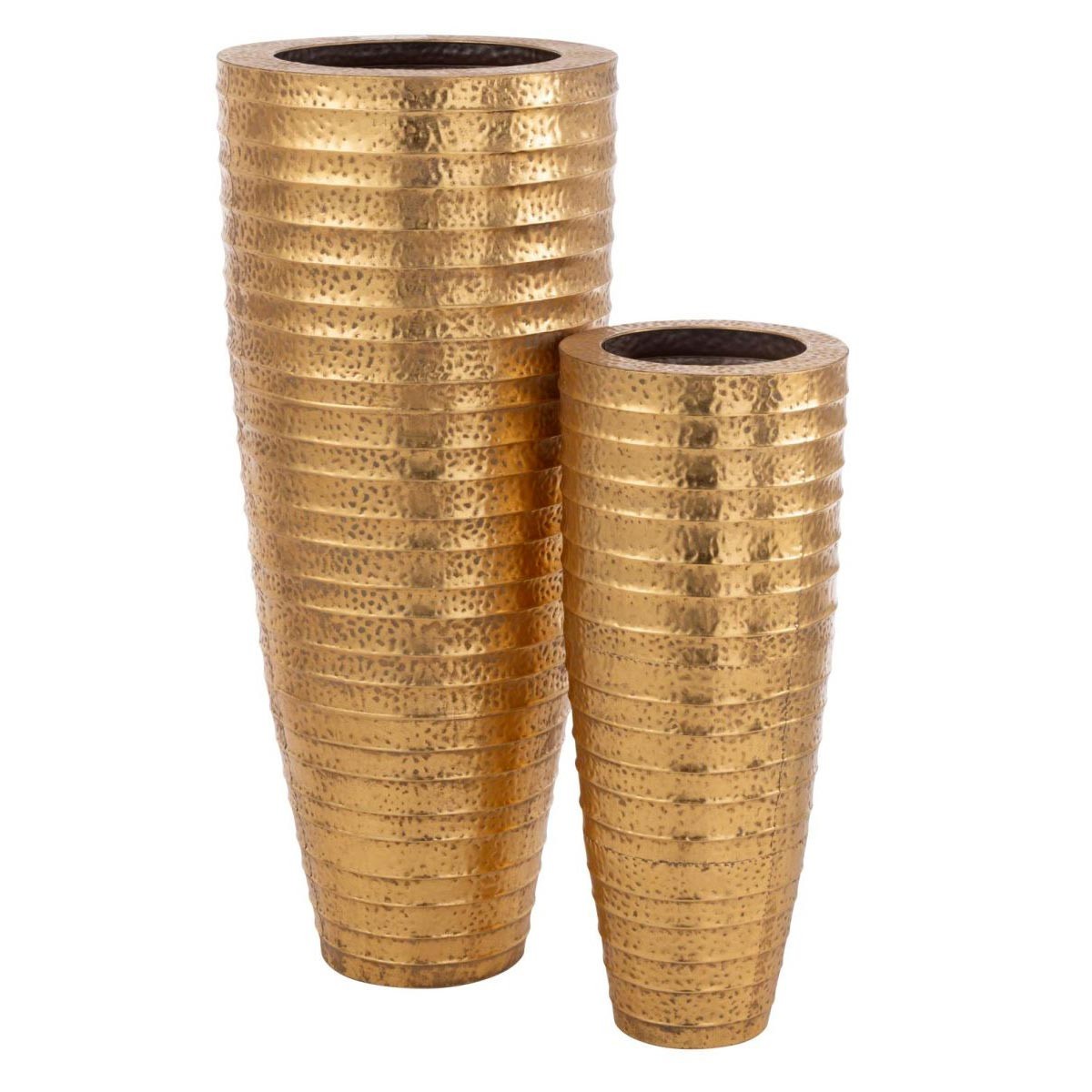Vases Egypte en métal or de 122cm au design luxueux et finition martelée