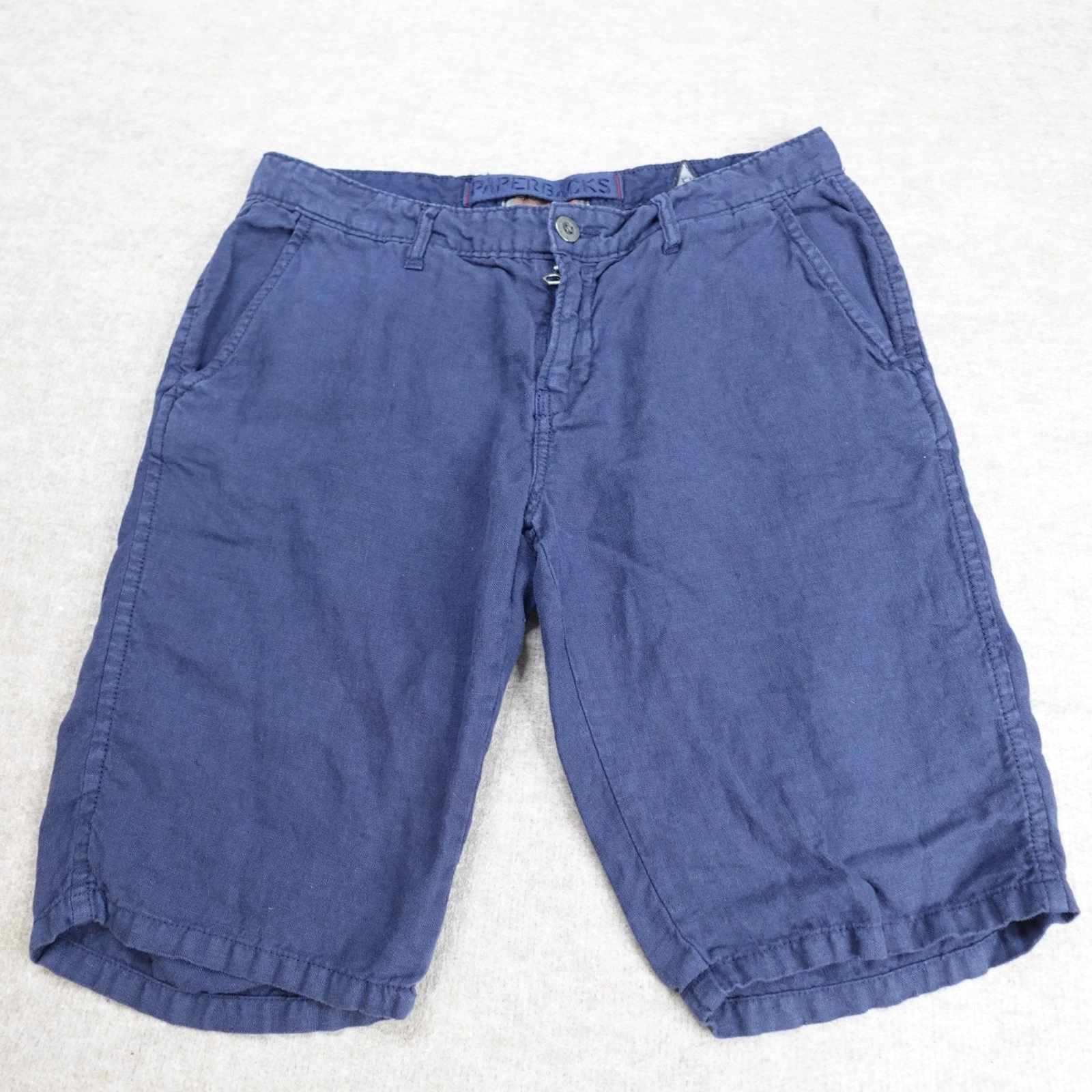 Paperbacks Mens Shorts 32 Blue 100% Linen 11" In