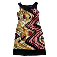 Connected Apparel Women Pink Orange Geometric Abstract Sheath Dress Size 10