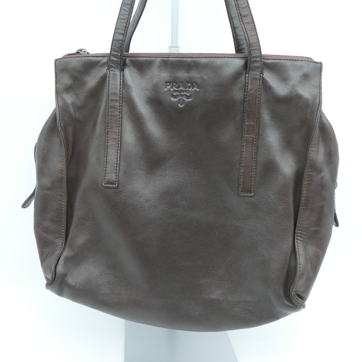 PRADA Vintage Nappa Leather Tote - Dark Brown 90s Italy | eBay