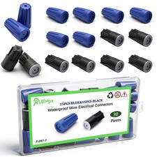 30PCS Waterproof Wire Nuts 12AWG-22AWG Blue  Black Electrical Connectors,Out...
