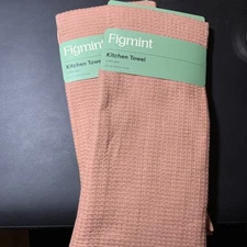 Figmint Kitchen Towels Coral Color - Set Of 2 Towels
