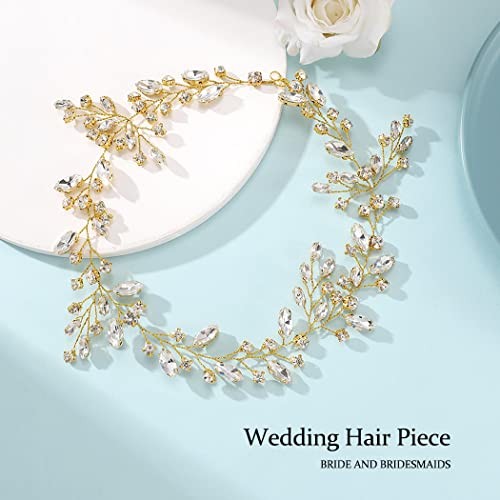 Bride Rhinestone Wedding Hair Piece Silver Crystal Bridal Updo Hair 3 A Gold - Picture 2 of 7
