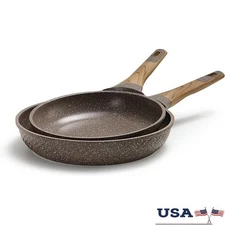Eco-friendly Non-stick Granite Frying Pan Set 9.5 11 Inch Cookware All Stoves US