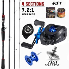  Fishing Rod and Reel Combo Set  7.2:1 Gear Ratio Reel Max Drag 10kg with A Gift