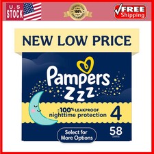 Pampers Swaddlers Overnight Zzz Baby Diapers Size 4 58 Count