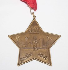 Vintage ISIA Ice Skating Medal Award Embossed - 1988 Dallas Texas Red Ribbon