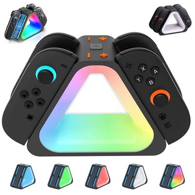 4-in-1 Nin-tendo Switch Ladestation RGB Ladegerät für 2 Joy Con Controller Dock