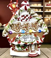 Blue Sky Dancing Gingerbread Bakery Candle House Tea Light  NWT Auth Retailer
