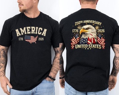 250th Anniversary USA 250 Years Birthday 1776 2026 Patriotic Eagle 2 Sided Tee