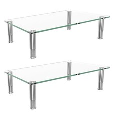2 Pack Computer Monitor Riser with Height Adjustable, Tempered Glass, Multi M...