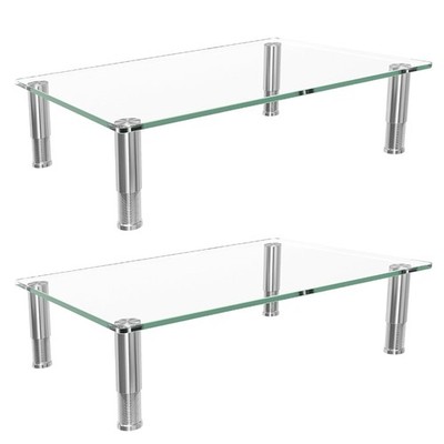 2 Pack Computer Monitor Riser with Height Adjustable, Tempered Glass, Multi M...