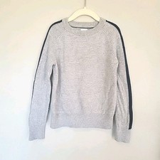 Gap Kids Crew Neck Sweater Light Heather Gray Blue Stripe Cotton Wool Boys Small