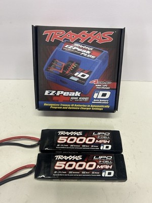 Traxxas 5000mAh 11.1v Power Cell 3S 25C LiPo Batt (2) w/ EZ-Peak Plus  Charger