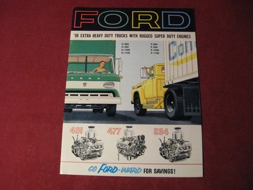 1959 Ford C-F Series Rig Semi Truck Sales Brochure Booklet Catalog Old Original