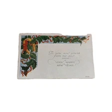 1921 Happy New Year Postcard Divided Back