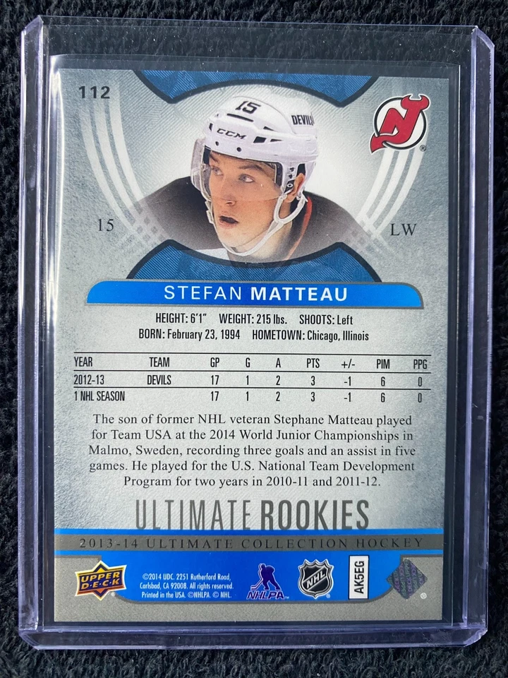 2013-14 Ultimate Collection - Rookies - #112 Stefan Matteau **106/499** - Image 2 of 2
