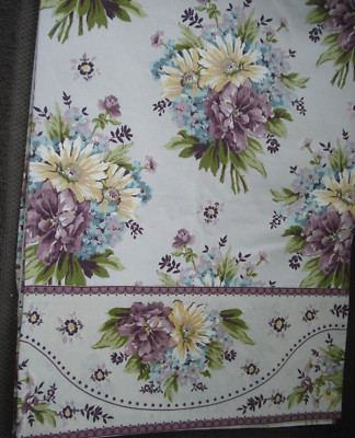 April Cornell Table Runner Purple Yellow Floral Print 17''x 92'' NEW