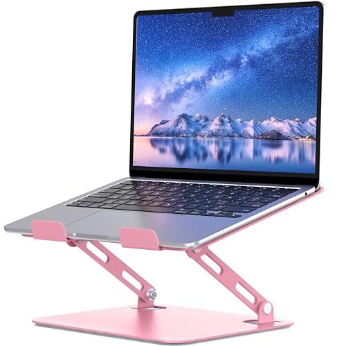 Adjustable Portable Ergonomic Laptop Stand for Desk in Soft Pink