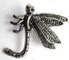 Vtg DRAGONFLY Brooch Pin textured silver tone metal winged bug Costume Jewelry