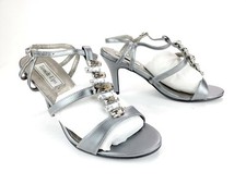 Touch Ups Slide Gemstone Bridal Prom Formal Silver Rhinestone Heels 7.5 M