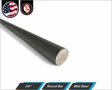 3/4" Round Metal Bar - Round Stock - Mild Steel - 24" inch long (2-ft)