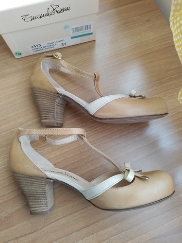 EMANUELA PASSERI scarpe n.37 in vera pelle con cinturino a "T", Made in Italy - Foto 8 di 18